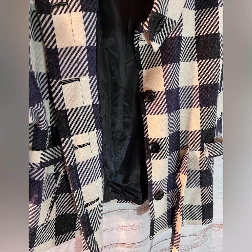 Willi Smith Plaid Checkered Cropped Peacoat Large - Picture 6 of 16